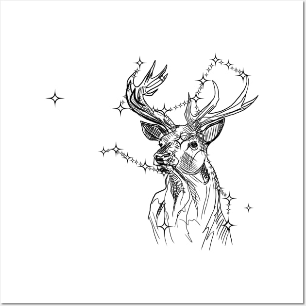 Stag constellation Wall Art by theroseandraven